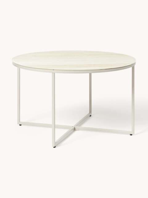 Round Coffee Table Antigua with Travertine Effect Glass Top - image 1