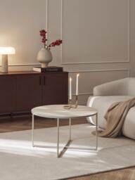 Round Coffee Table Antigua with Travertine Effect Glass Top - thumbnail 2