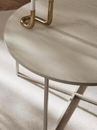Round Coffee Table Antigua with Travertine Effect Glass Top - thumbnail 6