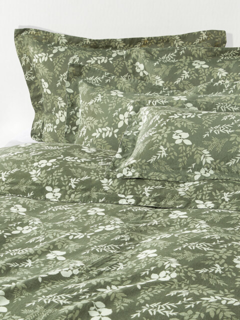 Leaf Print Duvet Cover Pola in Linen-Cotton Blend - image 1