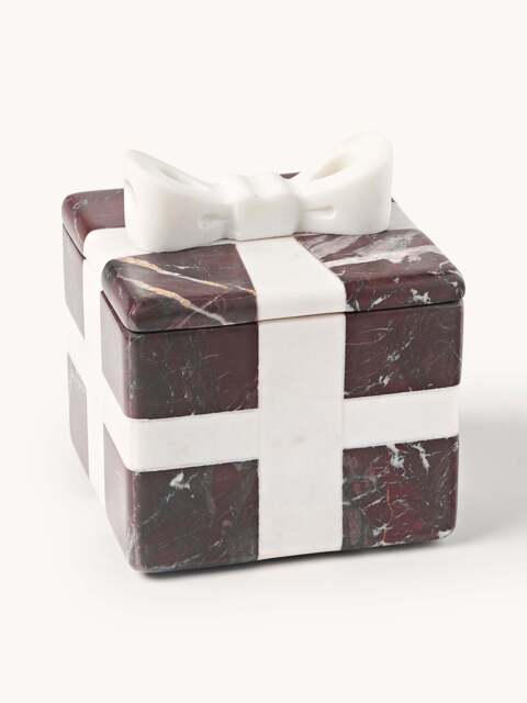 Decorative Christmas Box Cutemas, Rosso Levanto Marble, W 12 cm - image 1