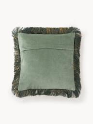 Embroidered Velvet Cushion Cover Onyx with Fringes - thumbnail 3