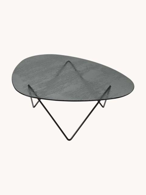 Handmade Oval Coffee Table Pedrera with Glass Top - image 1