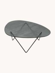 Handmade Oval Coffee Table Pedrera with Glass Top - thumbnail 1
