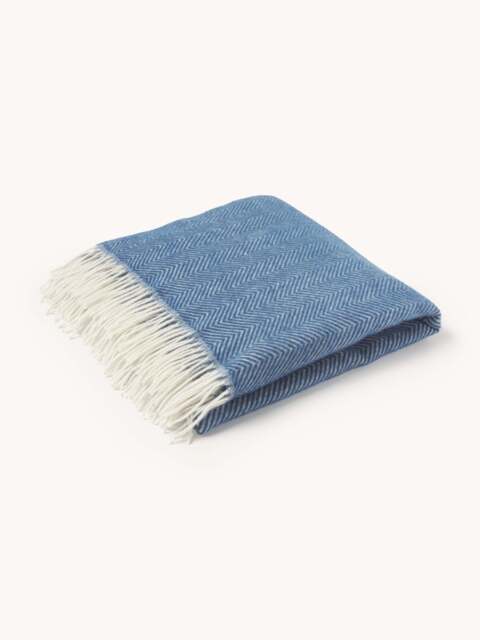 Wool Throw Tyrol with Herringbone Pattern and Fringes - image 1