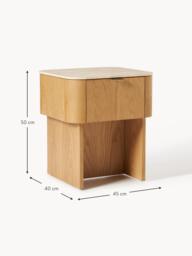 Wooden Bedside Table Zumi with Travertine Table Top - thumbnail 8