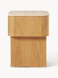 Wooden Bedside Table Zumi with Travertine Table Top - thumbnail 5