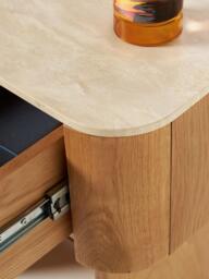 Wooden Bedside Table Zumi with Travertine Table Top - thumbnail 7