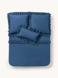 Washed Cotton Percale Bed Sheet Louane with Ruffles - thumbnail 3