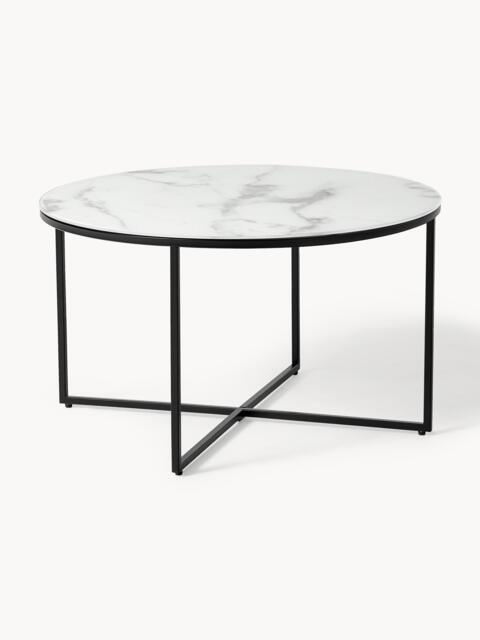 Round Coffee Table Antigua with Marble Effect Glass Top - image 1