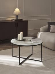 Round Coffee Table Antigua with Marble Effect Glass Top - thumbnail 2