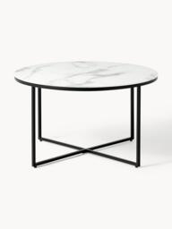 Round Coffee Table Antigua with Marble Effect Glass Top - thumbnail 3