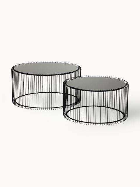 Coffee Tables Wire with Glass Top, Set of 2 - image 1