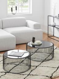 Coffee Tables Wire with Glass Top, Set of 2 - thumbnail 2