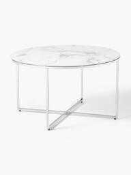 Round Coffee Table Antigua with Marble Effect Glass Top - thumbnail 1