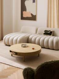 Coffee Table Calary with Fluted Front, Ø 110 cm - thumbnail 6