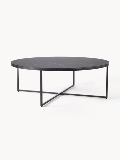 Round XL Coffee Table Antigua with Marble Effect Glass Top - image 1