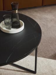 Round XL Coffee Table Antigua with Marble Effect Glass Top - thumbnail 7