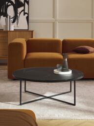 Round XL Coffee Table Antigua with Marble Effect Glass Top - thumbnail 2