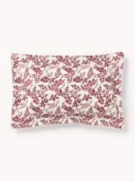 Leaf Print Pillowcase Pola in Linen-Cotton Blend with Flange - thumbnail 3