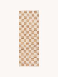 Low-Pile Wool Runner Check, Hand-Woven