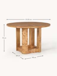 Round Wooden Dining Table Edward, in various sizes - thumbnail 8