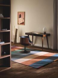 Checked Wool Rug Bliss with Fringes - thumbnail 2