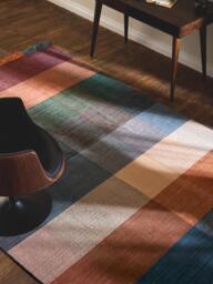 Checked Wool Rug Bliss with Fringes - thumbnail 7