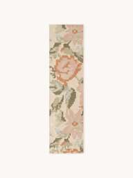 Wool Runner Rosha with Stitched Flower Pattern
