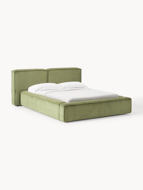 Upholstered Corduroy Bed Lennon with Storage Space