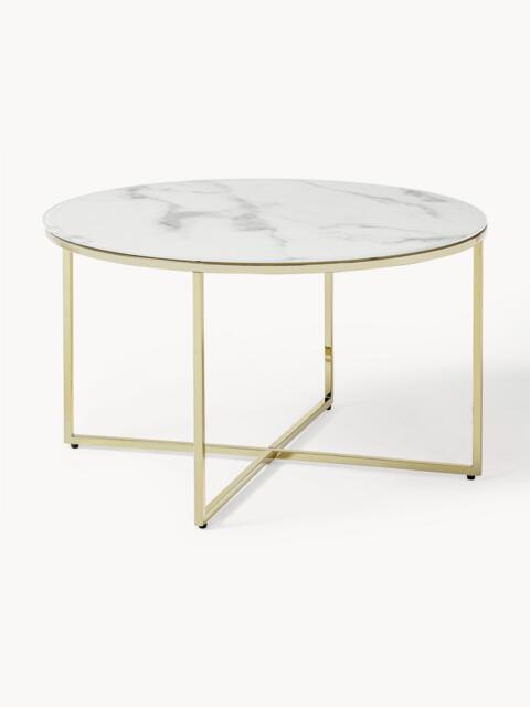 Round Coffee Table Antigua with Marble Effect Glass Top - image 1