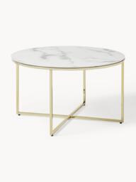 Round Coffee Table Antigua with Marble Effect Glass Top - thumbnail 1