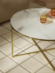 Round Coffee Table Antigua with Marble Effect Glass Top - thumbnail 7