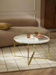 Round Coffee Table Antigua with Marble Effect Glass Top - thumbnail 2