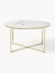 Round Coffee Table Antigua with Marble Effect Glass Top - thumbnail 3