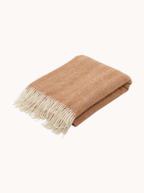 Wool Throw Tyrol with Herringbone Pattern and Fringes - image 1