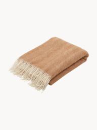 Wool Throw Tyrol with Herringbone Pattern and Fringes - thumbnail 1