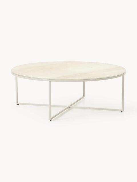 XL Round Coffee Table Antigua with Marble Effect Glass Top - image 1
