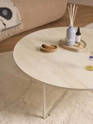 XL Round Coffee Table Antigua with Marble Effect Glass Top - thumbnail 7