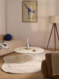 XL Round Coffee Table Antigua with Marble Effect Glass Top - thumbnail 6