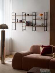 Metal Wall Shelf Tayo with Mango Wood Shelves - thumbnail 5