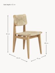 Teak Wood Garden Dining Chair C-Chair with Woven Seat and Backrest - thumbnail 6