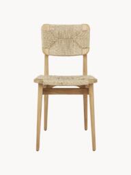 Teak Wood Garden Dining Chair C-Chair with Woven Seat and Backrest - thumbnail 4
