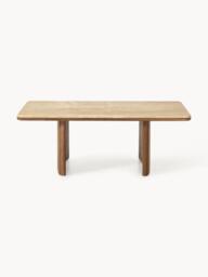 Oak Wood Coffee Table Chandler with Travertine Table Top - thumbnail 2