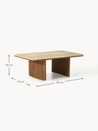 Oak Wood Coffee Table Chandler with Travertine Table Top - thumbnail 7