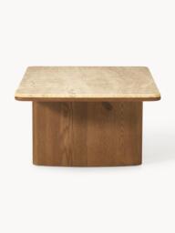 Oak Wood Coffee Table Chandler with Travertine Table Top - thumbnail 5