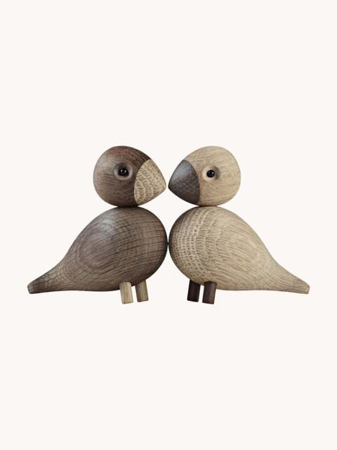 Oak Wood Decorative Objects Lovebirds, Set of 2 - image 1