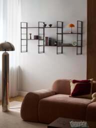 Metal Wall Shelf Tayo with Mango Wood Shelves - thumbnail 5
