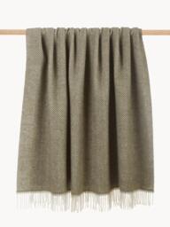 Wool Throw Tyrol with Herringbone Pattern and Fringes - thumbnail 2
