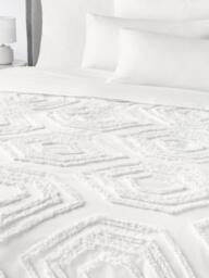 Cotton Percale Bedspread Faye with Tufted Geometric Pattern - thumbnail 2